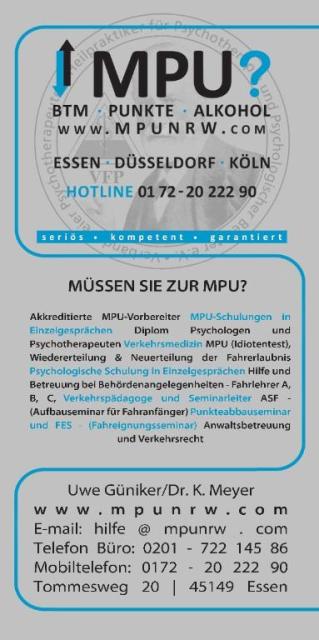 MPU,Vorbereitung,Training,Hilfe,BTM,Alkohol,Punkte,Führerschein zurück! - Dienstleistungen Business Gewerbe - Essen Haarzopf