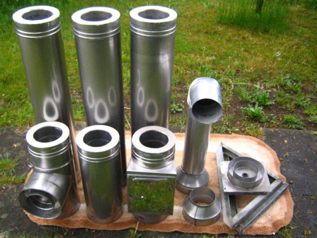 Gebrauchter Edelstahlkamin 4, 5 m doppelwandig (bei München) - Handwerk Hausbau Garten - Olching