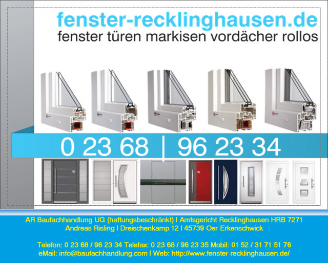 Fenster Haustüren Eingangstüren Markisen Rollos Rolladen - Handwerk Hausbau Garten - Oer-Erkenschwick