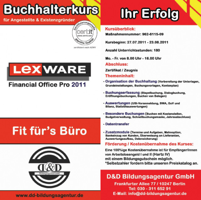 Buchhalter Kurs Lexware Financial Office Pro 2011  - Stellenmarkt - Berlin - Friedrichshain