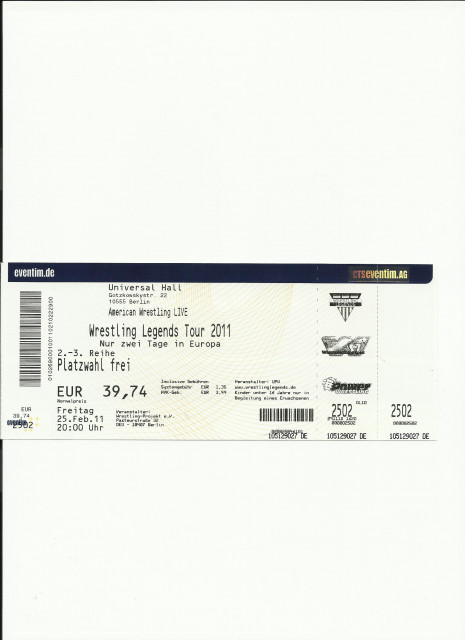Wrestling legends tour  - Eintrittskarten Tickets - rostock