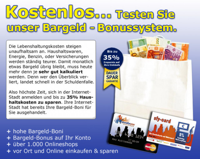 Kostenlos...............Testen Sie unser Bargeld-Bonussystem - Promotion Pressemitteilungen - Kaufungen