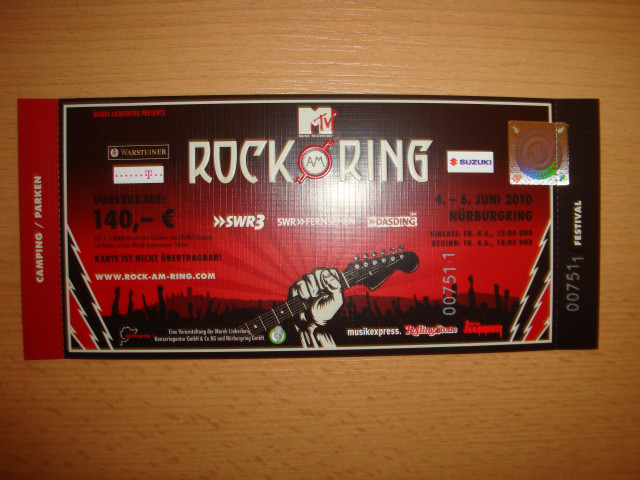 Rock am Ring 2010 Konzert Tickets* Hardcover-Tickets Original Rock am Ring 3-Tag - Eintrittskarten Tickets - Magdeburg