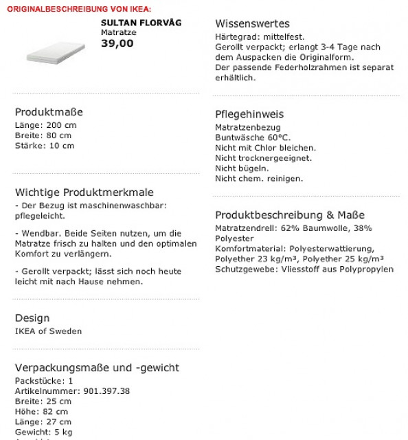 2 Stück IKEA SULTAN FLORV G, Matrazen, weiß, 200x80 cm - Moebel Haushalt - Bad Säckingen