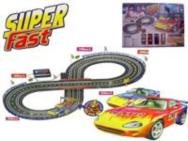 RENNBAHN SUPER-FAST MIT 2 AUTOS- Günstig - Hobby Spiele - Essen