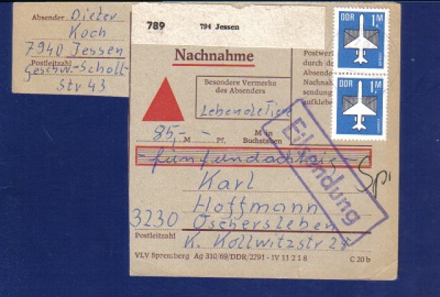 Heimatbelege SA  7940 Jessen - seltenes Paket  Lebende Tiere  - Hobby Spiele - Hannover