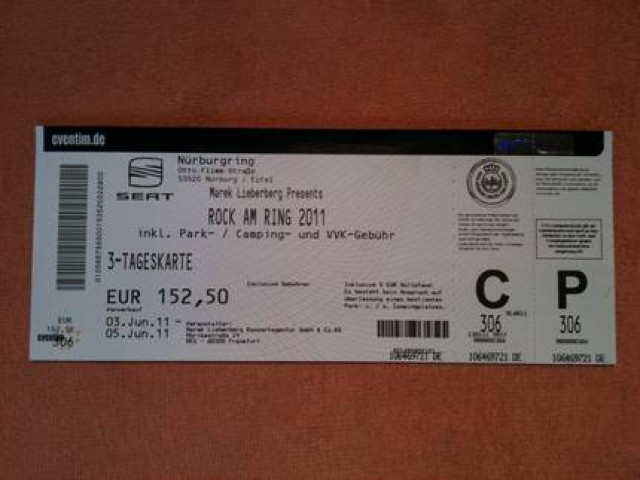 Rock am RIng 2011 - JETZT nur 100 € statt 152 € - Eintrittskarten Tickets - Berlin 