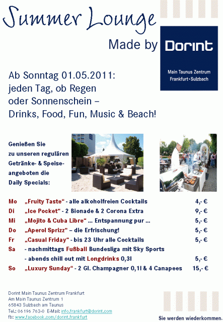 Summer Lounge made by Dorint - Essen Trinken Genuss - Sulzbach am Taunus (Frankfurt)