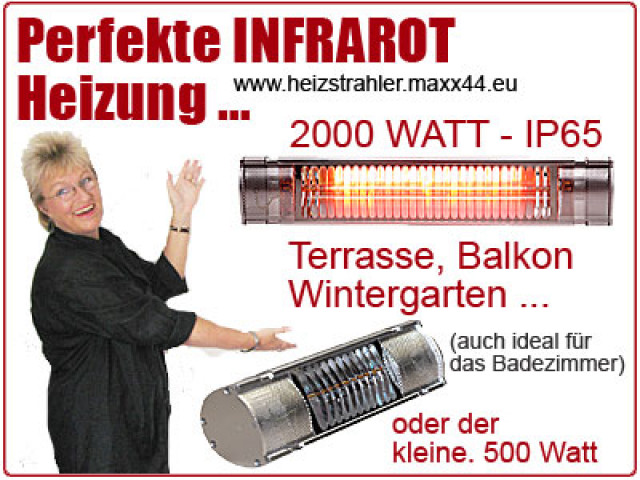 Infrarot Heizstrahler Power Therm Tripl IP34 - der unter den Schirm passt - Promotion Pressemitteilungen - Stahnsdorf