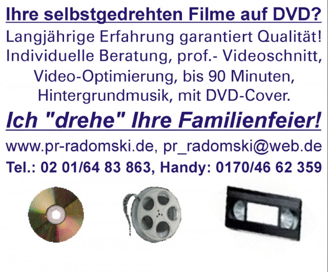 Ihre selbstgedrehten Videofilme auf DVD? - Foto Film Cam Optik - Essen