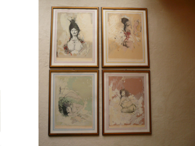 4 erotische  Bilder mit Rahmen von Otto Bachmann Luzern 1915 - Ascona 1996 - Sammlungen - Ottobrunn